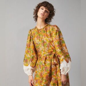 Tory Burch Floral Print Silk Midi Dress